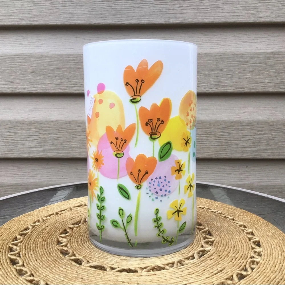 Gorgeous Floral Patterned Vintage Glass Vase